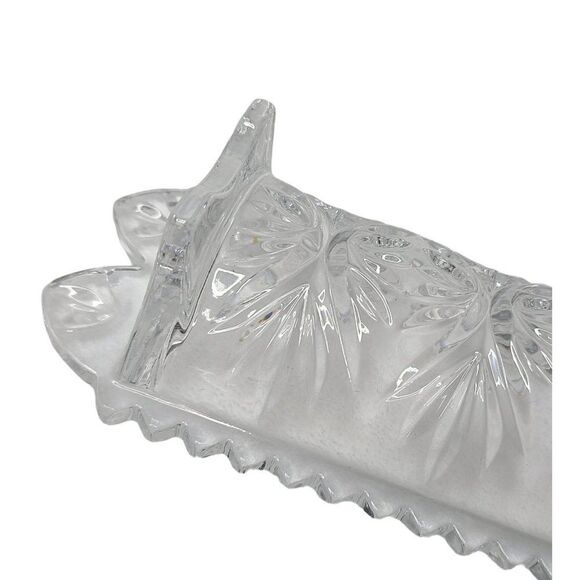 Fifth Ave Dining Serveware, "Portico" 24% Lead Crystal 12in Footed Cracker Tray - Picture 7 of 9
